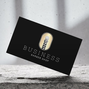 Barber Shop Hair Stylist Modern Barber Pole Logo Business Card