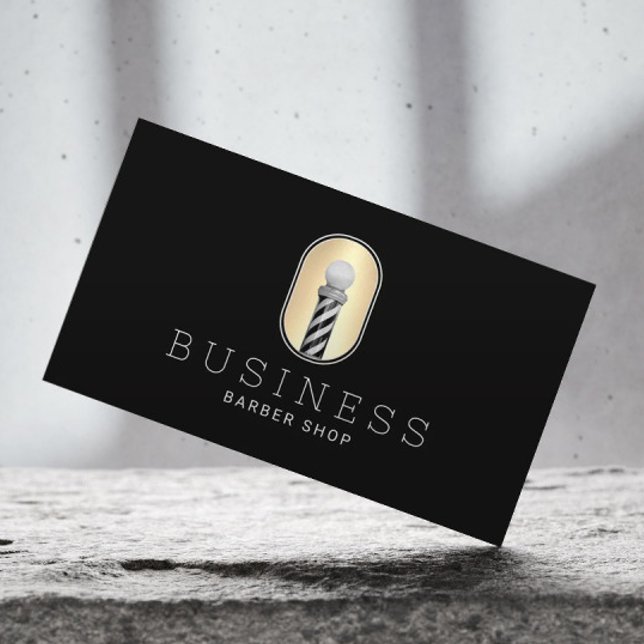 Barber Shop Hair Stylist Modern Barber Pole Logo Business Card (Creator Uploaded)