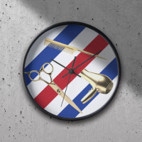 Barber Shop Hair Stylist Modern Stripes Gold Tools