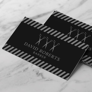 Barber Shop Hair Stylist Monochrome Barbershop Business Card