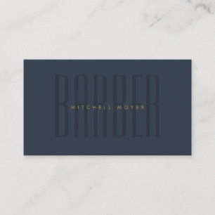 Barber Shop Hair Stylist Navy Blue Business Card