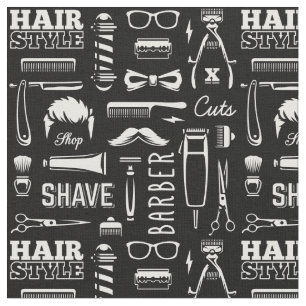 Barber Shop Hair Stylist Pattern Fabric