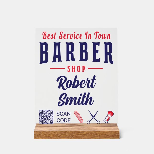Barber Shop Hair Stylist Professional Barbershop Acrylic Sign (Front)