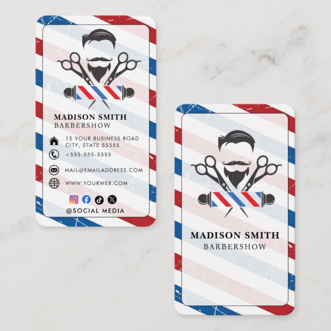 Barber Shop Hair Stylist Professional Barbershop Business Card (Front/Back)