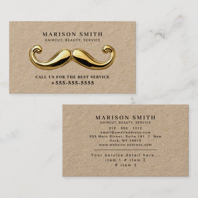 Barber Shop Hair Stylist Professional Barbershop Business Card (Front/Back)