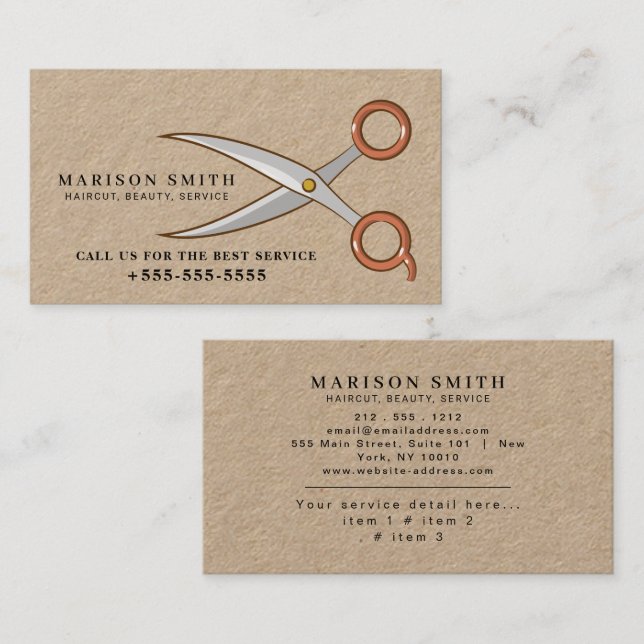 Barber Shop Hair Stylist Professional Barbershop Business Card (Front/Back)