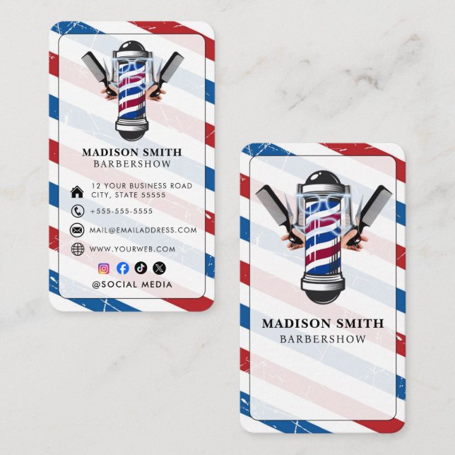 Barber Shop Hair Stylist Professional Barbershop Business Card (Front/Back)