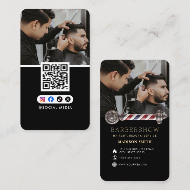 Barber Shop Hair Stylist Professional Barbershop Business Card (Front/Back)