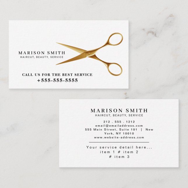Barber Shop Hair Stylist Professional Barbershop Business Card (Front/Back)