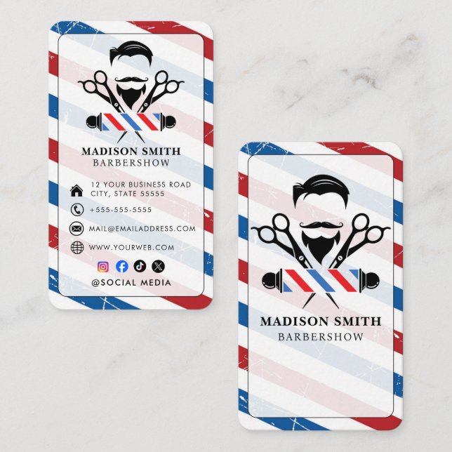 Barber Shop Hair Stylist Professional Barbershop Business Card (Front/Back)