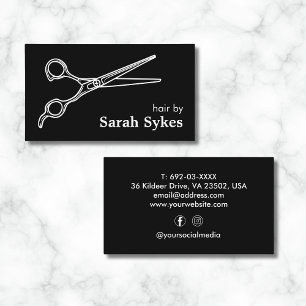 Barber Shop Hair Stylist Professional Black Custom Business Card