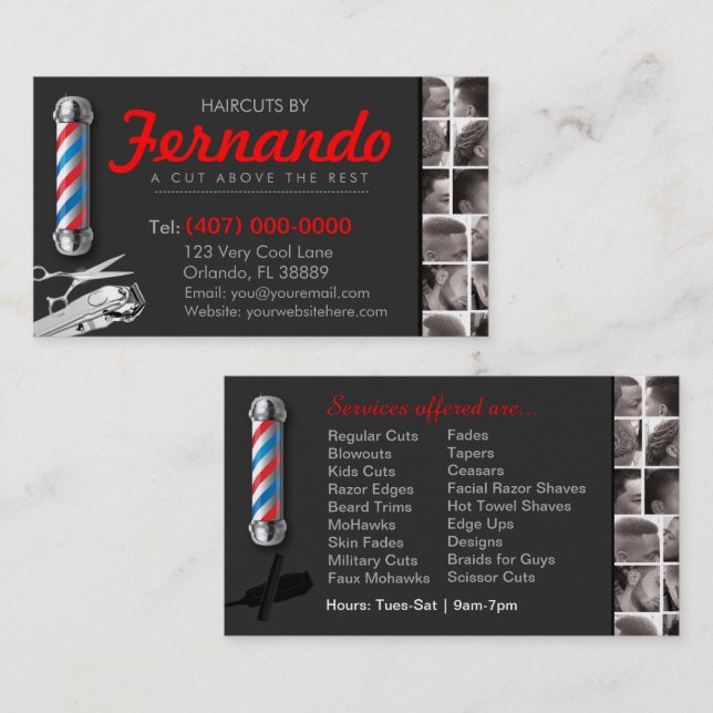 Barber Shop Hair Stylist Professional Clippers  Business Card (Front/Back)