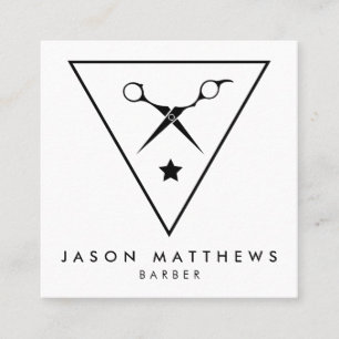 BARBER SHOP   Haircut & Shave Square Business Card