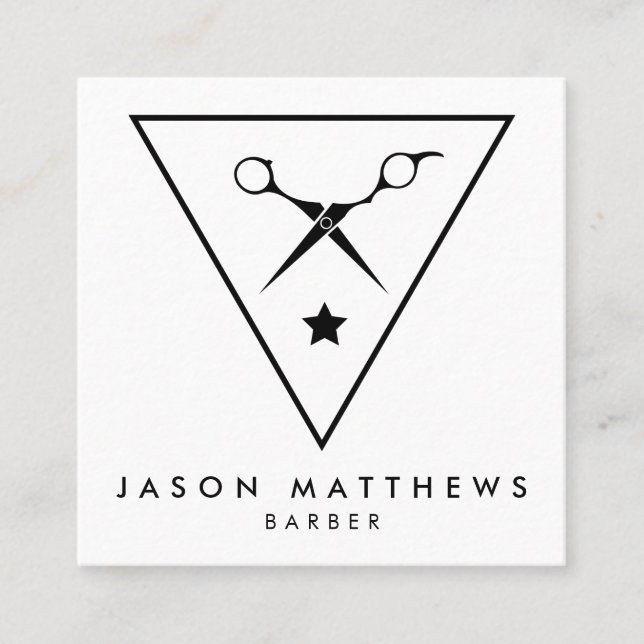 BARBER SHOP | Haircut & Shave Square Business Card (Front)