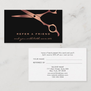 Barber Shop Hairdresser Black Copper Referral Card