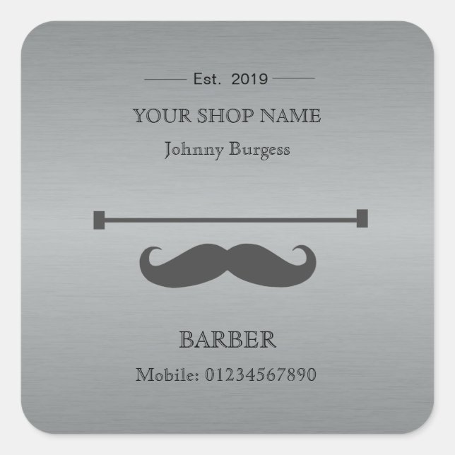 Barber Shop Hairdresser Hipster Professional Square Sticker (Front)
