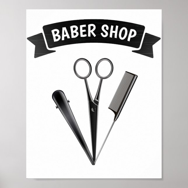 Barber Shop Hairdresser Modern Poster (Front)