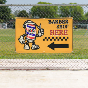 Barber Shop Here Arrow Turn Left Fence Advert Banner
