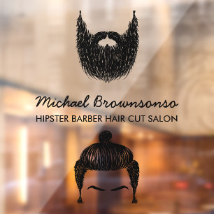 Barber Shop hipster beard moustache business Window Cling