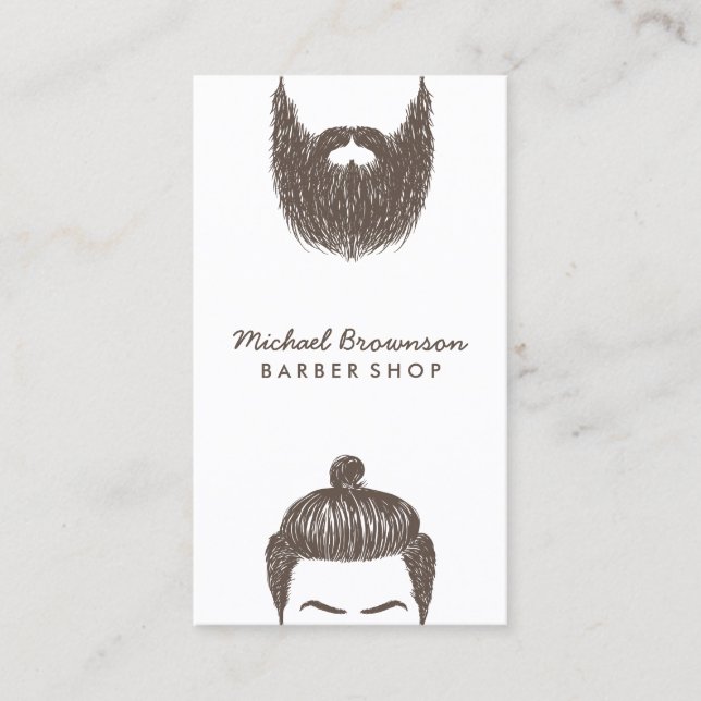 Barber Shop hipster beard moustache hair salon Business Card (Front)