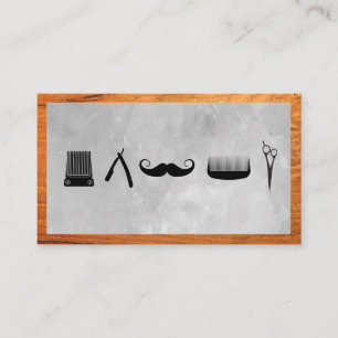 Barber Shop icons   Wood Border Business Card