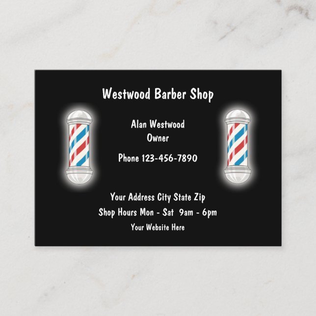 Barber Shop Large Business Cards (Front)