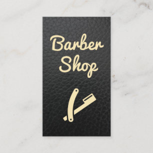Barber Shop Leather   Shaving Blade Business Card
