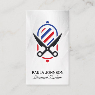 Barber Shop Logo Scissors Barber Pole Business Card