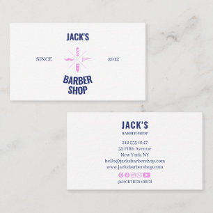 Barber Shop Loyalty Card Marble Pink Logo