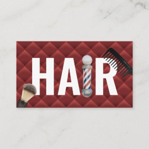 Barber Shop Luxury Red & Gold Hairdresser Business Card