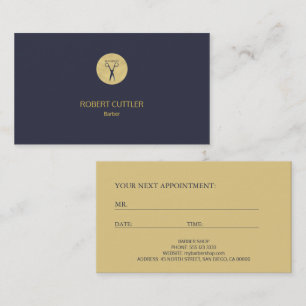 Barber shop luxury simple gold navy appointment