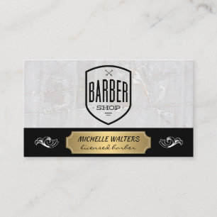 Barber Shop Marble and Gold Plated Business Card