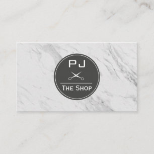 Barber Shop Marble Monogram Business Card