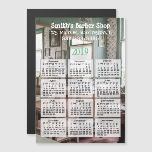 Barber Shop Mini Calendar Magnet 2019