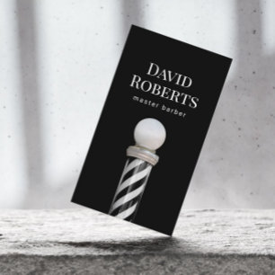 Barber Shop Minimalist Black Barber Pole Hair Business Card