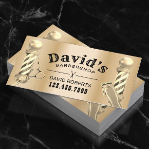 Barber Shop Modern Gold Barbershop Hair Stylist Appointment Card