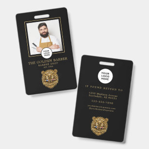 Barber Shop Modern Golden Beaver Barber Staff ID Badge