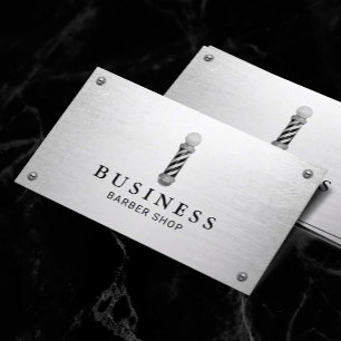 Barber Shop Modern Metal Hair Stylist Minimalist Business Card