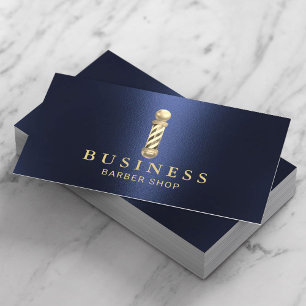 Barber Shop Modern Navy & Gold Hair Stylist Business Card
