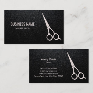 Barber Shop Modern White Scissors Hair Stylist Business Card