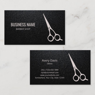 Barber Shop Modern White Scissors Hair Stylist Business Card