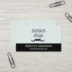 Barber Shop Moustache   Stripes Background Business Card