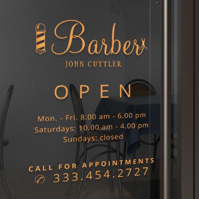 Barber shop name opening hours decal (Creator Uploaded)