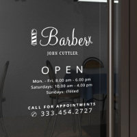 Barber shop name opening hours decal