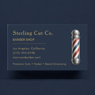 Barber Shop Navy Blue Professional Business Card