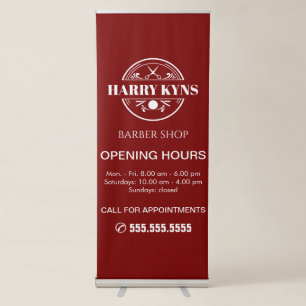 Barber shop opening hours custom retractable banner