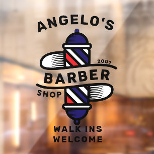  Barber Shop Personalise Customise Barber Pole Window Cling