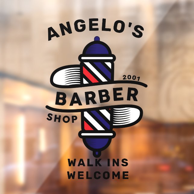  Barber Shop Personalise Customise Barber Pole Window Cling (Sheet 2)