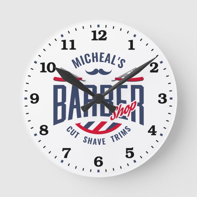 Barber Shop Personalised Wall Clock (Front)
