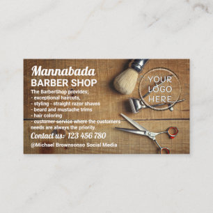 Barber shop photo rustic hair salon logo qr code business card